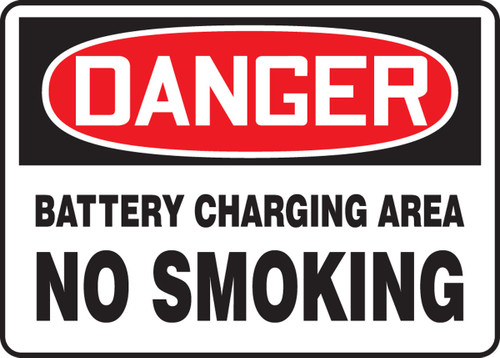 OSHA Danger Smoking Control Sign: Battery Charging Area 10" x 14" Accu-Shield 1/Each - MELC191XP