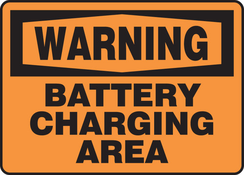 OSHA Warning Safety Sign: Battery Charging Area 7" x 10" Plastic 1/Each - MELC313VP