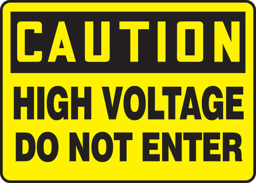 Caution Electrical Sign: High Voltage - Do Not Enter 10" x 14" Adhesive Dura-Vinyl 1/Each - MELC604XV