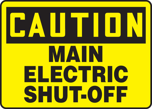 OSHA Caution Safety Sign: Main Electric Shut-Off 10" x 14" Plastic 1/Each - MELC610VP