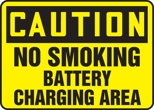 OSHA Caution Safety Sign: No Smoking - Battery Charging Area 10" x 14" Aluminum 1/Each - MELC649VA