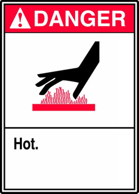 ANSI Danger Safety Sign: Hot 10" x 7" Aluminum 1/Each - MEQM019VA