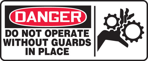 OSHA Danger Safety Sign: Do Not Operate Without Guards In Place 7" x 17" Aluminum 1/Each - MEQM041VA