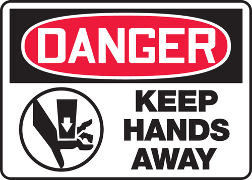 OSHA Danger Safety Sign: Keep Hands Away 10" x 14" Accu-Shield 1/Each - MEQM137XP