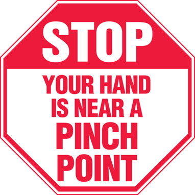 Stop Safety Sign: Your Hand Is Near a Pinch Point 12" x 12" Aluminum 1/Each - MEQM909VA