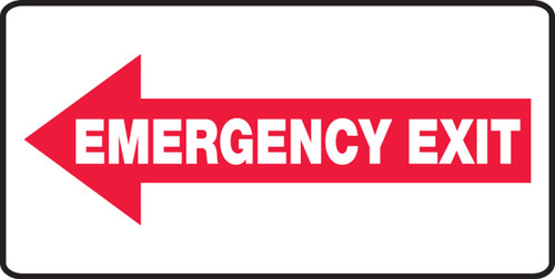 Safety Sign: Emergency Exit (White Text In Left Red Arrow) 7" x 14" Dura-Fiberglass 1/Each - MEXT403XF