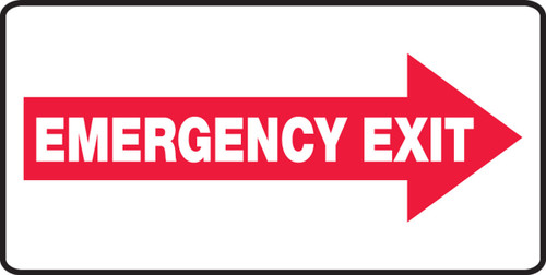 Safety Sign: Emergency Exit (White Text In Right Red Arrow) 7" x 14" Plastic 1/Each - MEXT405VP
