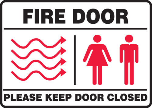 Safety Sign: Fire Door - Please Keep Door Closed (Graphic) 10" x 14" Adhesive Dura-Vinyl 1/Each - MEXT447XV