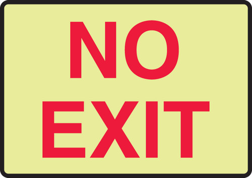 No Exit- Safety Sign 10" x 14" Lumi-Glow Plastic - MEXT502GP