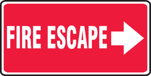 Safety Sign: Fire Escape (Right Arrow) 7" x 14" Adhesive Vinyl 1/Each - MEXT509VS