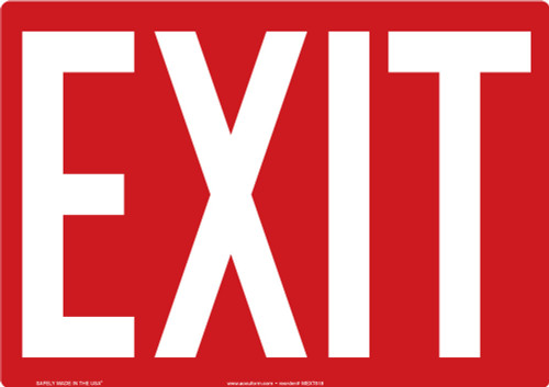 Safety Sign: Exit 10" x 14" Adhesive Dura-Vinyl - MEXT518XV