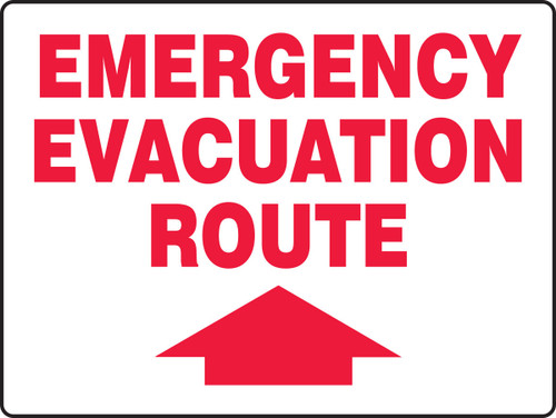 Safety Sign: Emergency Evacuation Route (Up Arrow) 18" x 24" Adhesive Dura-Vinyl 1/Each - MEXT528XV