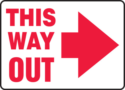 Safety Sign: This Way Out (Right Arrow) 10" x 14" Aluminum 1/Each - MEXT529VA