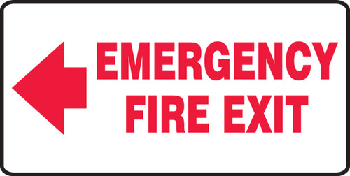 Safety Sign: Emergency Fire Exit (Left Arrow) 7" x 14" Aluminum 1/Each - MEXT535VA