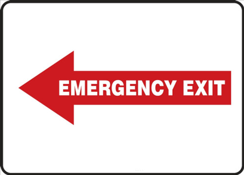 Safety Sign: Emergency Exit (White Text In Left Red Arrow) 7" x 10" Plastic 1/Each - MEXT558VP