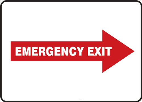 Safety Sign: Emergency Exit (White Text In Right Red Arrow) 7" x 10" Aluminum 1/Each - MEXT559VA