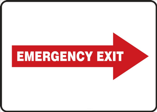 Safety Sign: Emergency Exit (White Text In Right Red Arrow) 7" x 10" Dura-Fiberglass 1/Each - MEXT559XF