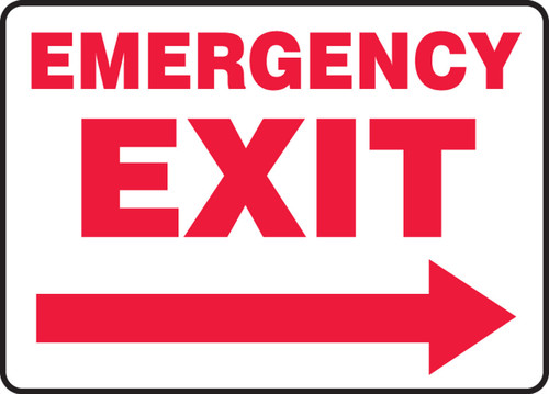 Safety Sign: Emergency Exit (Right Arrow) 10" x 14" Adhesive Dura-Vinyl 1/Each - MEXT568XV