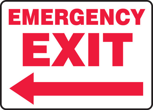 Safety Sign: Emergency Exit (Left Arrow) 10" x 14" Adhesive Dura-Vinyl 1/Each - MEXT570XV