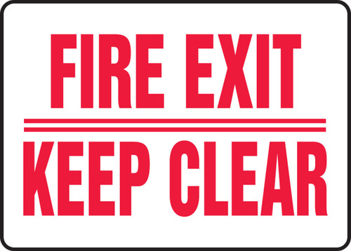 Safety Sign: Fire Exit - Keep Clear 10" x 14" Plastic 1/Each - MEXT574VP