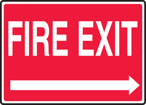 Safety Sign: Fire Exit (Right Arrow White Text On Red Background) 7" x 10" Adhesive Vinyl 1/Each - MEXT587VS