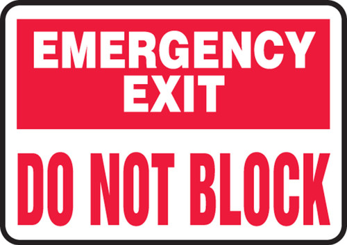 Safety Sign: Emergency Exit - Do Not Block 10" x 14" Adhesive Vinyl - MEXT900VS