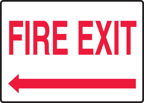 Safety Sign: Fire Exit (Left Arrow) 10" x 14" Adhesive Vinyl 1/Each - MEXT919VS