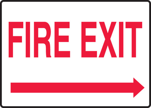 Safety Sign: Fire Exit (Right Arrow) 10" x 14" Plastic 1/Each - MEXT920VP