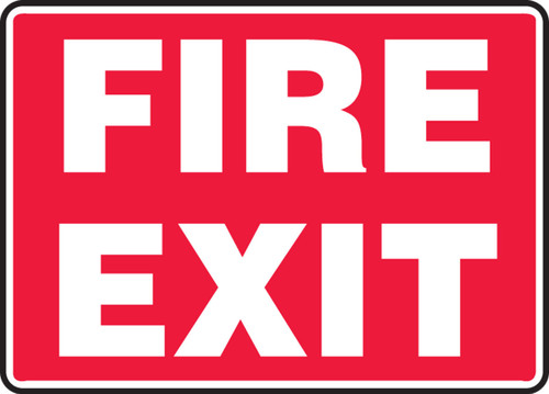 Safety Sign: Fire Exit (White Text On Red) 10" x 14" Plastic 1/Each - MEXT923VP