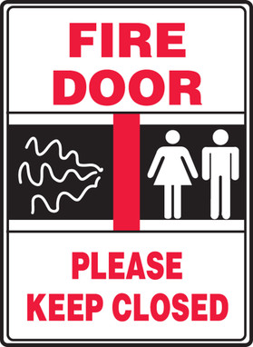 Safety Sign: Fire Door - Please Keep Closed (Graphic) 14" x 10" Adhesive Dura-Vinyl 1/Each - MEXT936XV