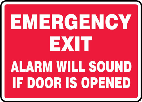 Safety Sign: Emergency Exit - Alarm Will Sound If Door Is Opened 10" x 14" Adhesive Vinyl 1/Each - MFDR04VS