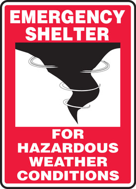 Emergency Shelter Signs: For Hazardous Weather Conditions 24" x 18" Accu-Shield 1/Each - MFEX502XP