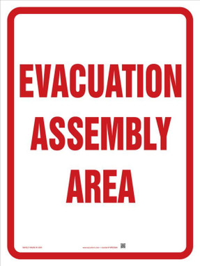 Safety Sign: Evacuation Assembly Area 24" x 18" Adhesive Vinyl - MFEX504VS