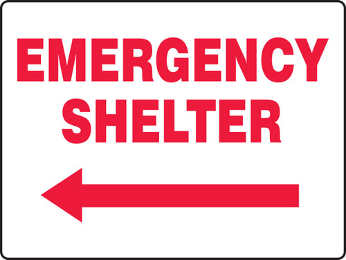 Safety Sign: Emergency Shelter (Left Arrow) 18" x 24" Dura-Fiberglass 1/Each - MFEX515XF