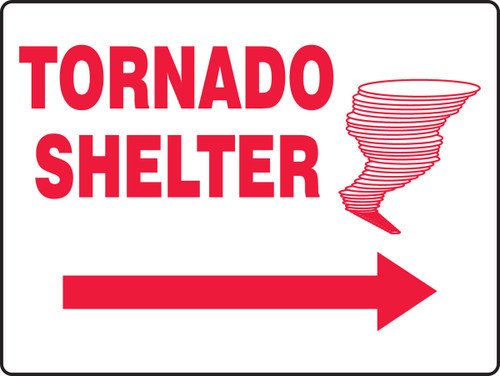 Safety Sign: Tornado Shelter (Graphic And Right Arrow) 18" x 24" Adhesive Vinyl 1/Each - MFEX518VS