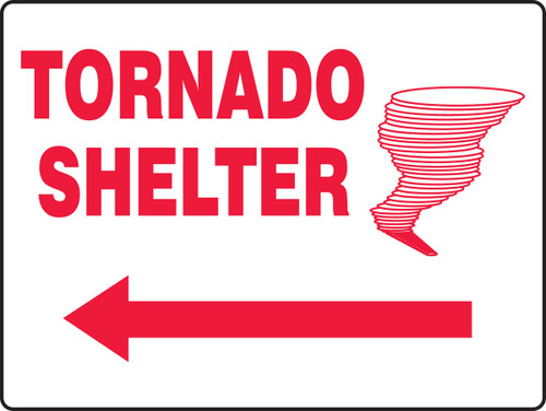 Safety Sign: Tornado Shelter (Graphic And Left Arrow) 18" x 24" Aluminum 1/Each - MFEX519VA