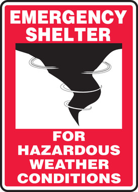 Emergency Shelter Signs: For Hazardous Weather Conditions 14" x 10" Aluma-Lite 1/Each - MFEX523XL