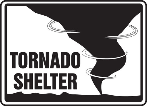 Safety Sign: Tornado Shelter (Graphic) 10" x 14" Adhesive Vinyl 1/Each - MFEX528VS