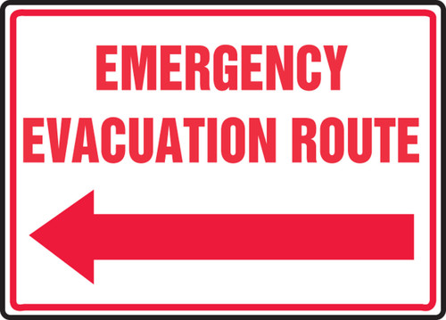 Safety Sign: Emergency Evacuation Route (Left Arrow) 10" x 14" Adhesive Dura-Vinyl - MFEX550XV