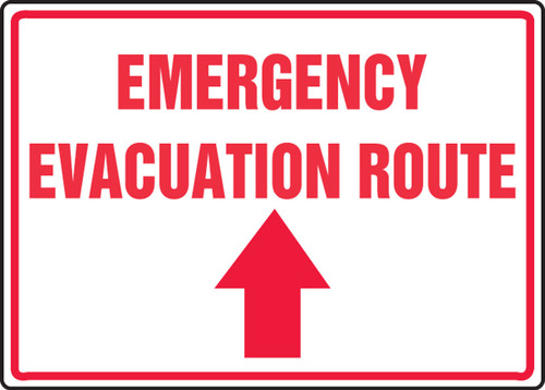 Safety Sign: Emergency Evacuation Route (Up Arrow) 10" x 14" Plastic 1/Each - MFEX554VP