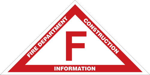 Truss Sign: R, F, And F/R (Fire Department Construction Information) F/R - for floor and roof systems 6" x 12" Reflective Dura-Aluminum 1/Each - MFEX591