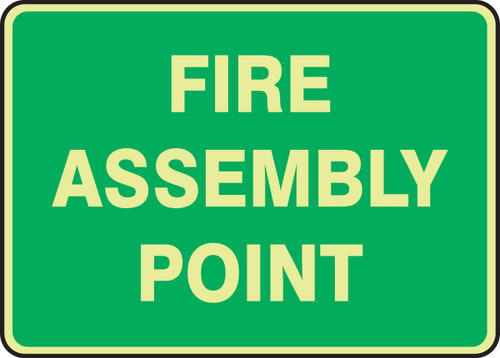 Glow-In-The-Dark Safety Sign: Fire Assembly Point 14" x 20" Lumi-Glow Plastic 1/Each - MFEX936GP