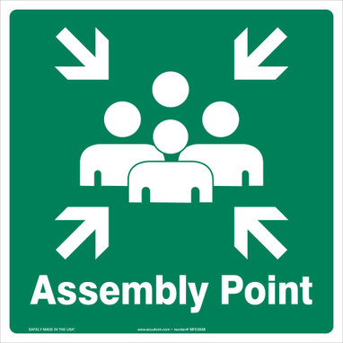 Glow-In-The-Dark Safety Sign: Assembly Point (Graphic) 18" x 18" Lumi-Glow Plastic 1/Each - MFEX939GP