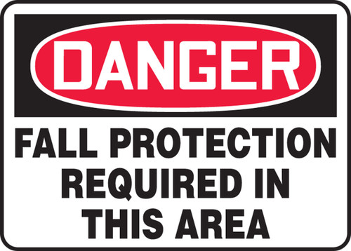 OSHA Danger Safety Sign: Fall Protection Required In This Area 10" x 14" Aluminum - MFPR008VA