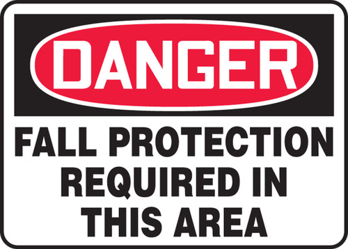 OSHA Danger Safety Sign: Fall Protection Required In This Area 7" x 10" Aluminum - MFPR102VA