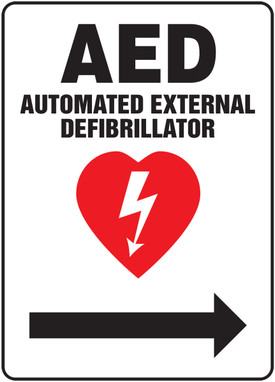 Safety Sign: AED - Automated External Defibrillator 14" x 10" Plastic - MFSD419VP