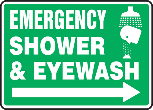 Safety Sign: Emergency Shower & Eyewash (Right Arrow) 7" x 10" Aluminum 1/Each - MFSD428VA