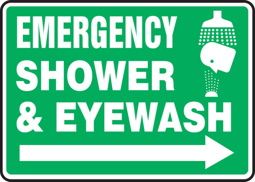 Safety Sign: Emergency Shower & Eyewash (Right Arrow) 7" x 10" Adhesive Vinyl 1/Each - MFSD428VS