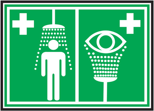 Safety Sign: First Aid - Emergency Shower and Eye Wash (Pictogram) 10" x 14" Adhesive Vinyl 1/Each - MFSD430VS