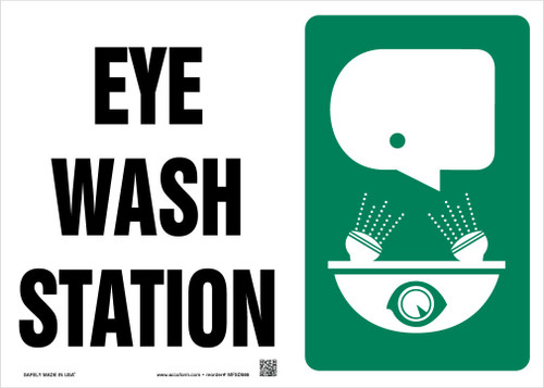 Safety Sign: Eye Wash Station 7" x 10" Dura-Plastic 1/Each - MFSD431XT